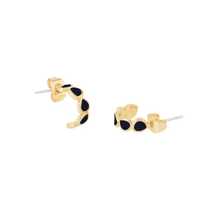 Midnight Blue and Gold Circular Earrings