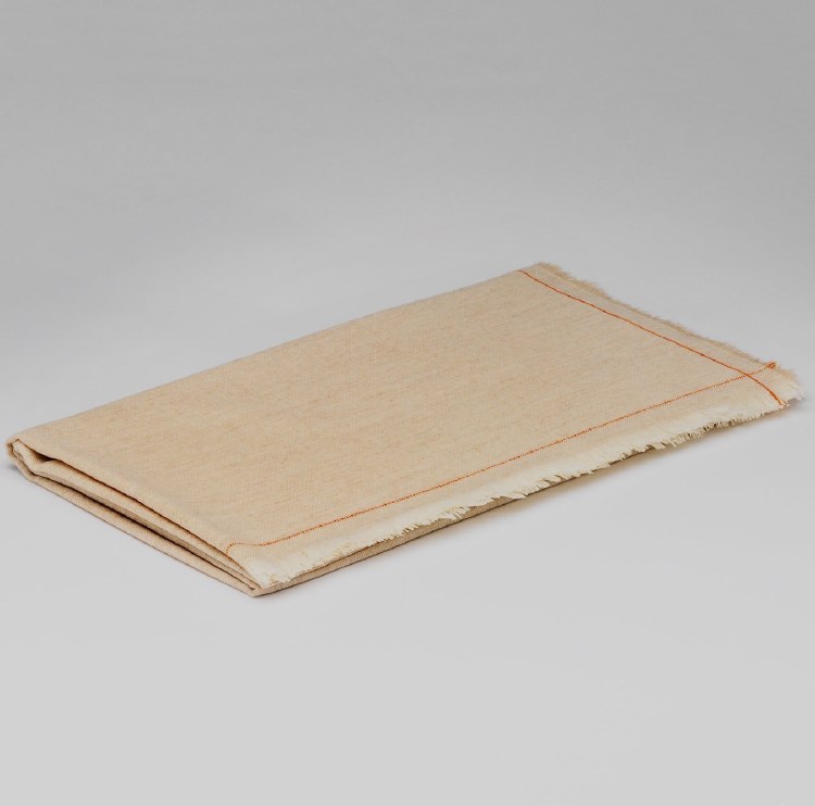 Merino-Cashmere Wrap Double Cream with Orange Trim