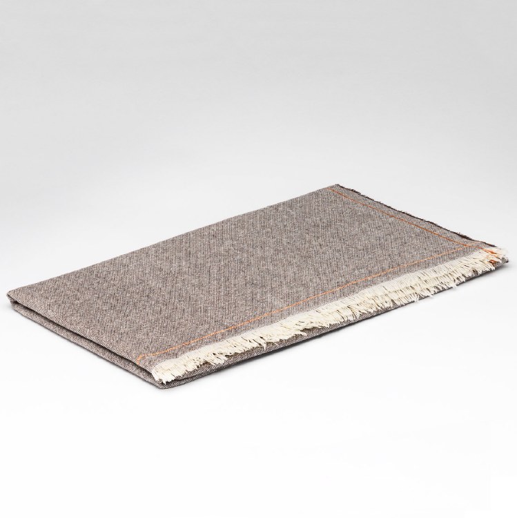 Merino-Cashmere Wrap Toffee with Orange Trim