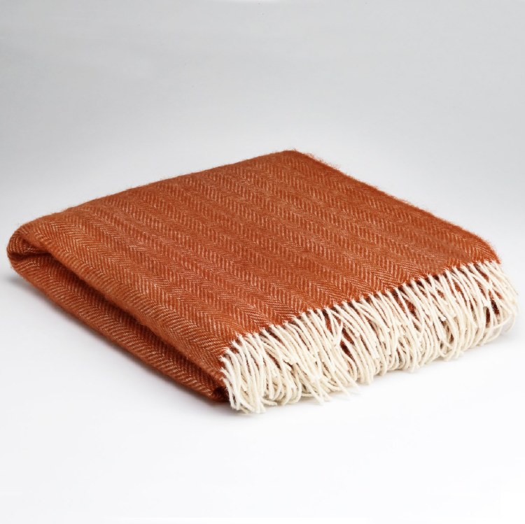 Merino Wool Throw Desert Sky Herringbone