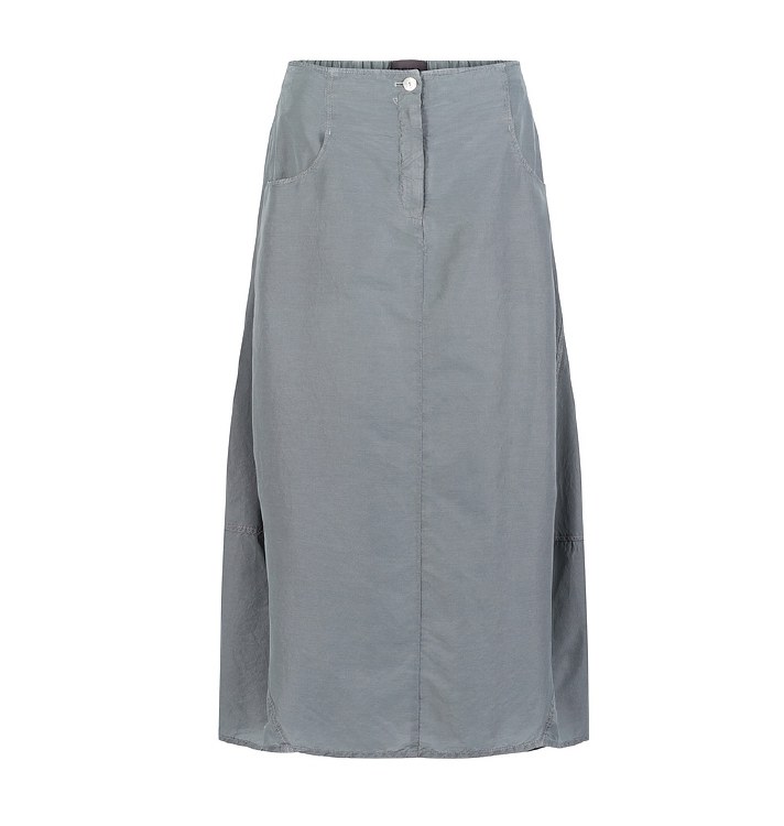 Curved Cotton-Cupro Skirt Sage Green