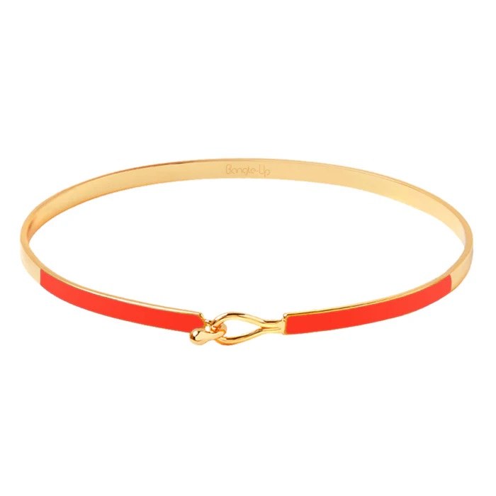 Tangerine and Gold Teardrop Clasp Bracelet