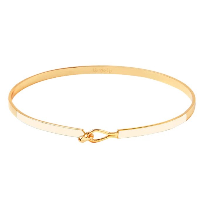 White and Gold Teardrop Clasp Bracelet