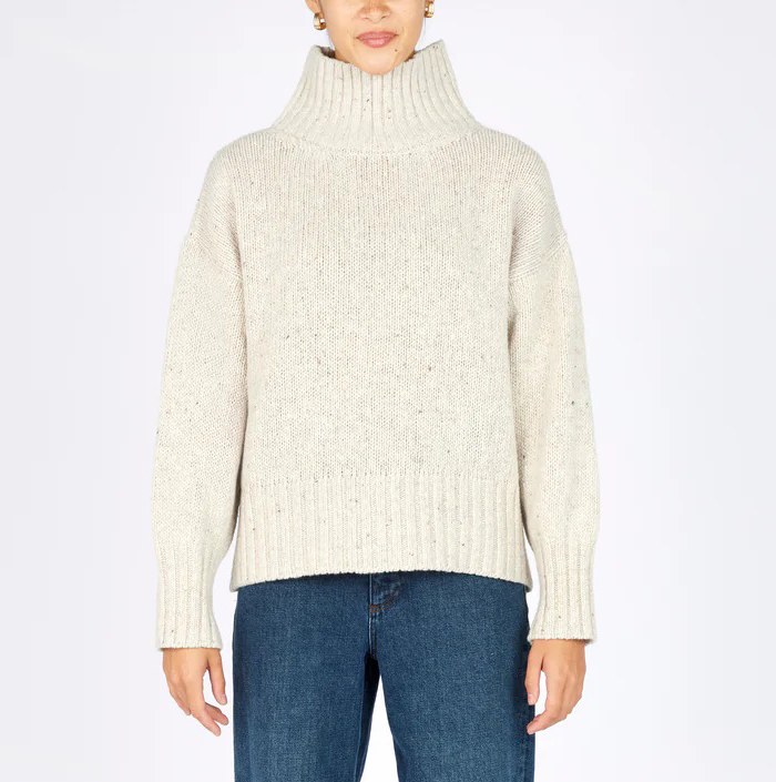 Polo Neck Knit Sweater Chalk