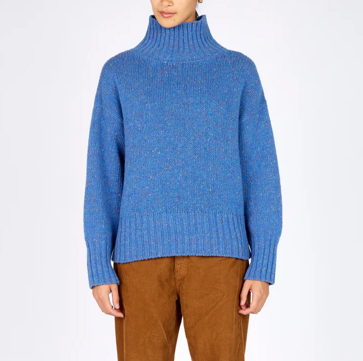 Polo Neck Knit Sweater Marina Blue