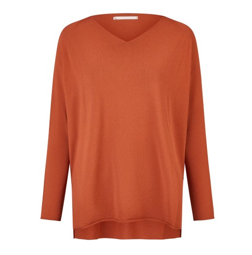 Terracotta Fine Viscose V-neck Knit