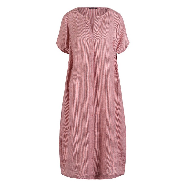 Picante-Red Striped Irish Linen Dress