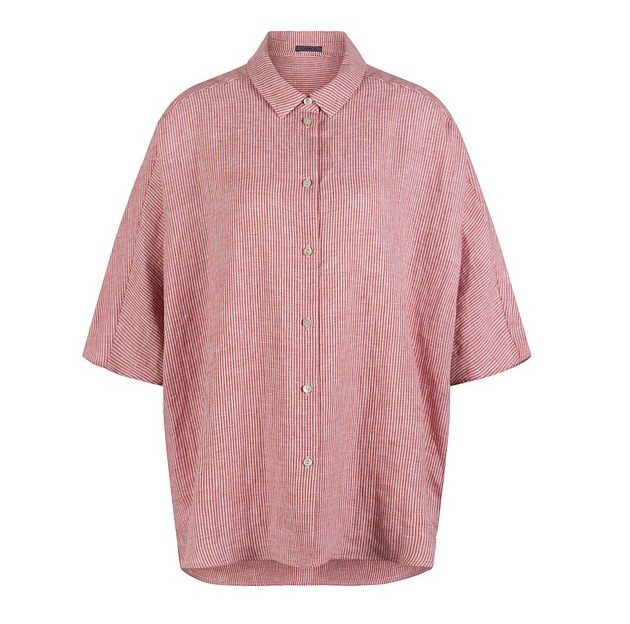 Picante-Red Striped Irish Linen Shirt