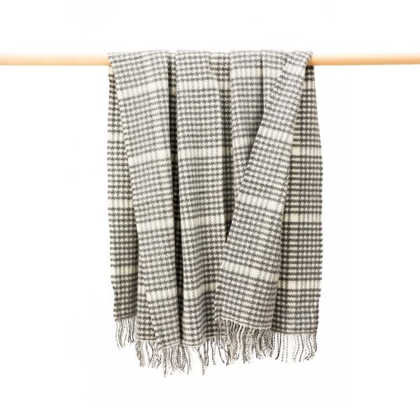 Merino-Cashmere Throw Cream and Grey Check