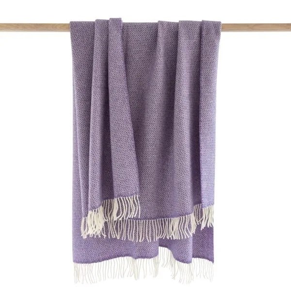 Merino-Cashmere Throw Lavender Herringbone