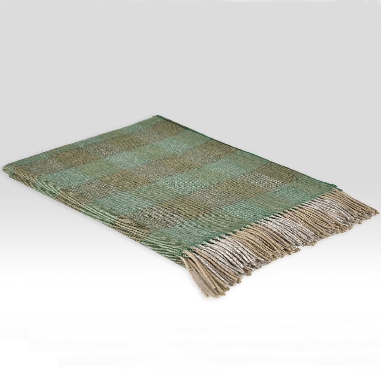 Supersoft Merino Lambswool Throw Green Check
