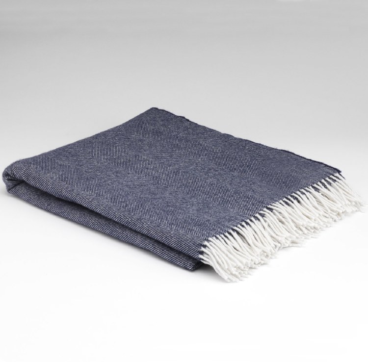 Supersoft Merino Lambswool Throw Navy