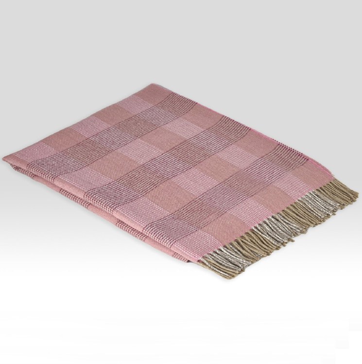 Supersoft Merino Lambswool Throw Pink Check