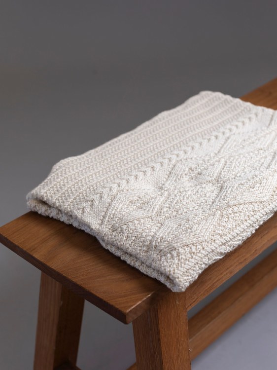 Large Alpaca-Silk Aran Wrap Cream