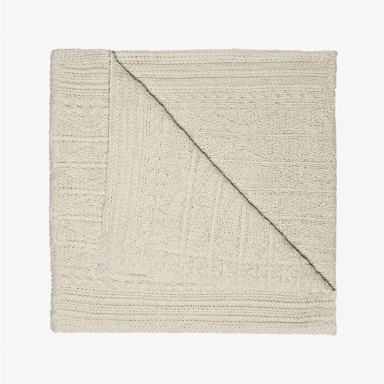 Medium Alpaca-Silk Aran Shawl Cream