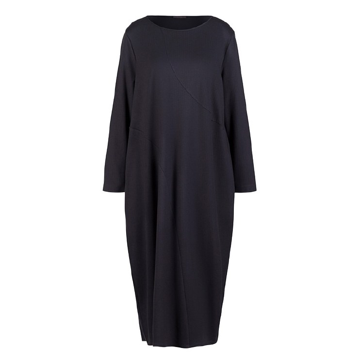 Navy Herringbone Jersey Dress