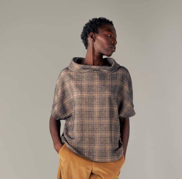 Glencheck Cotton-Viscose Top