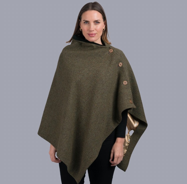 Moss Green Tweed Cape