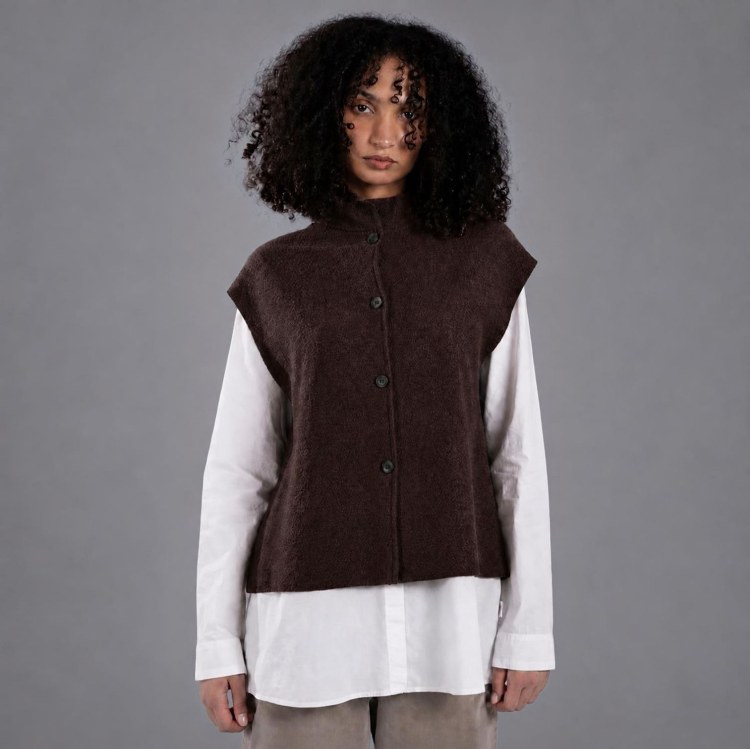 Runu Boiled Wool Chocolate Vest
