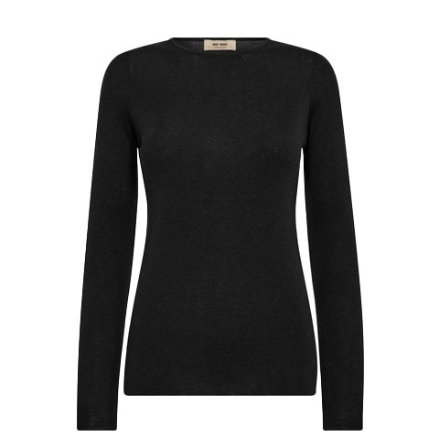 Black Wool O neck slimfit top