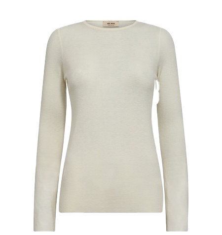 Ecru Wool O neck slimfit top