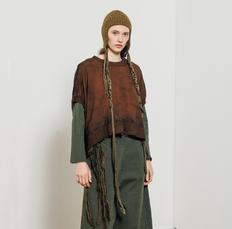Chocolate and Black Hand-painted Knit Vest