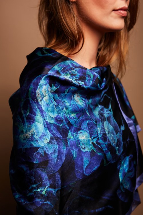 Long Silk Scarf Moon Jellyfish