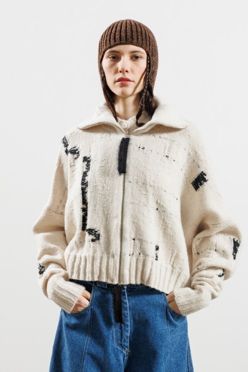 Cream and Black Knit Cardigan
