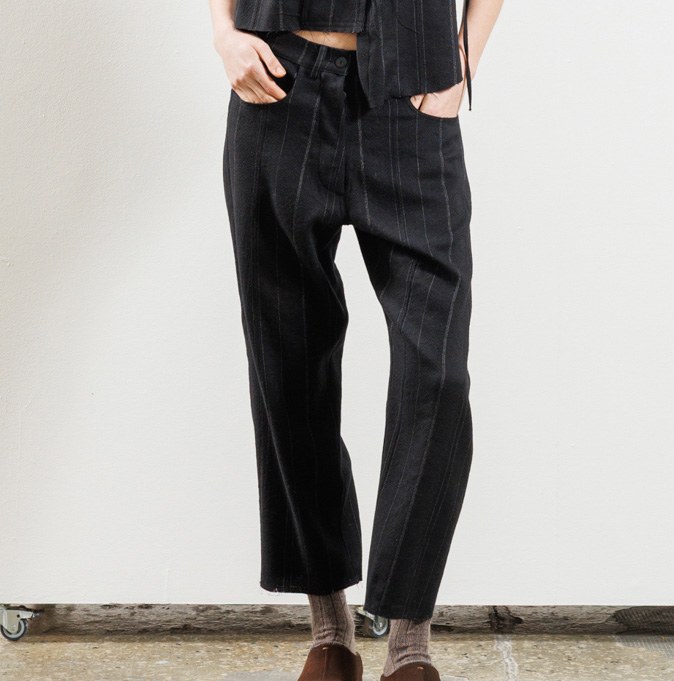 Black Pinstripe Trousers