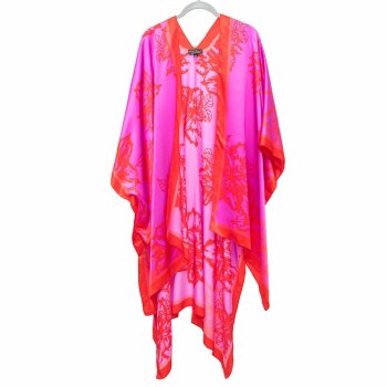 Silk Kimono Magenta Flowers