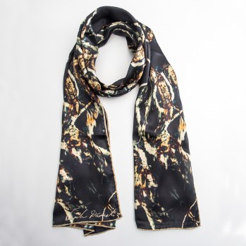 Long Silk Scarf ' Carraig' Black