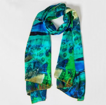 Long Silk Scarf Sea Gold