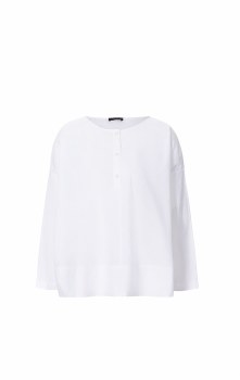 Cotton Blouse with Curved Hem