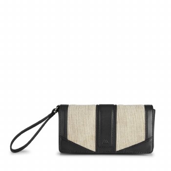 Leather and Canvas Clutch Bag