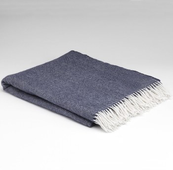 Extra Large Supersoft Throw Navy Herringbone