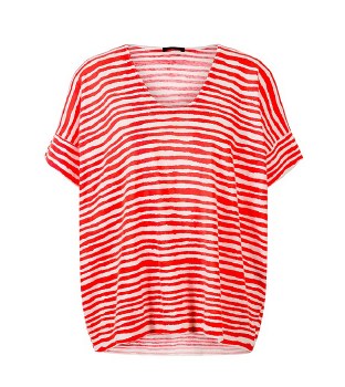 Coral Striped Cotton Top