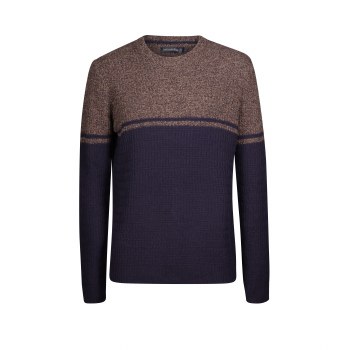 Navy Colour Block Wool Sweater