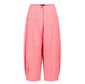 Linen-Cotton Chambray Trousers Dahlia Coral