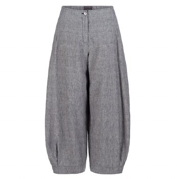 Linen-Cotton Chambray Trousers Navy