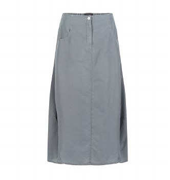 Curved Cotton-Cupro Skirt Sage Green