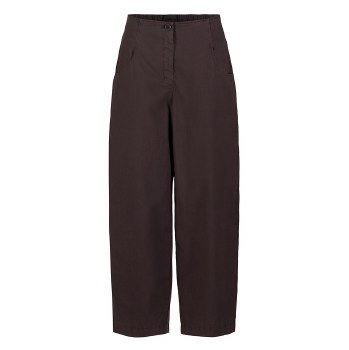 Tapered Barrel Leg Cotton Trousers Metal Grey