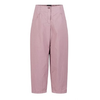 Tapered Barrel Leg Cotton Trousers Rosewood