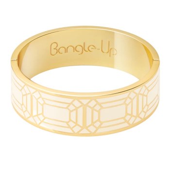White and Gold Wide Gem Bangle