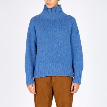 Polo Neck Knit Sweater Marina Blue
