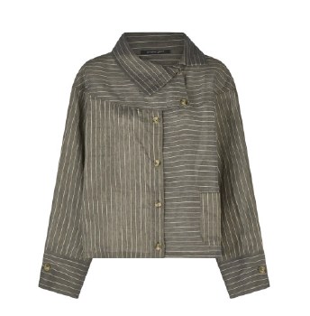 Antharcite Linen Shirt with Stand Collar