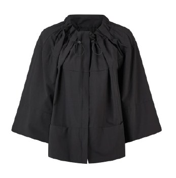 Black Technical Jacket with Ruched Neckline