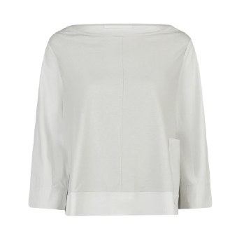 Grey Cotton Poplin-Jersey Top