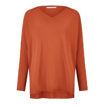 Additional picture of Terracotta Fine Viscose V-neck Knit