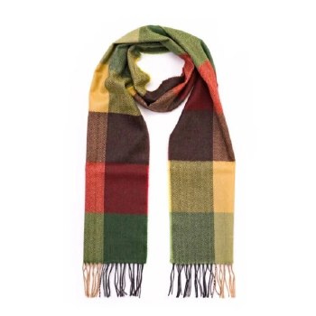 Merino Wool Scarf Red Autumnal Check