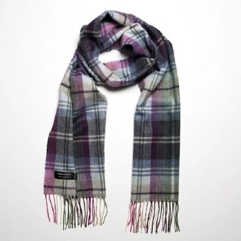 Merino Wool Scarf Purple Heather Check